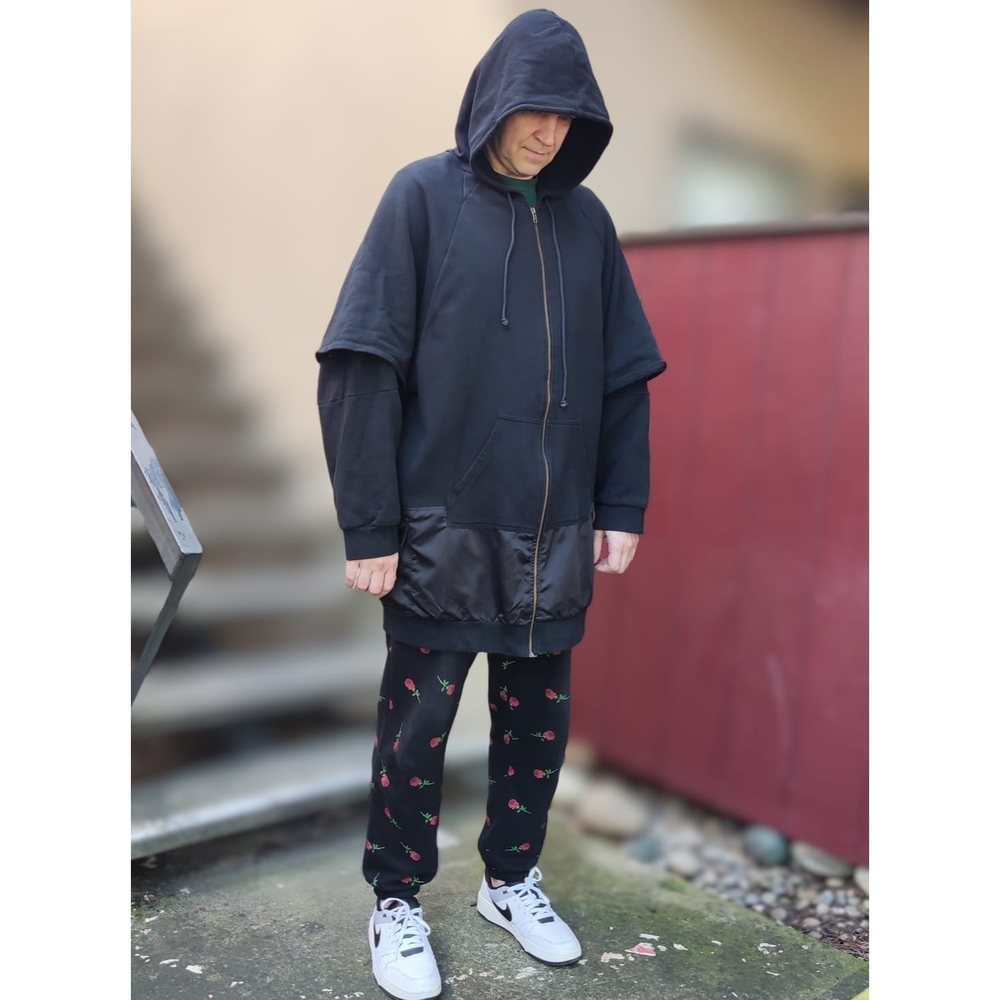 Vinti Andrews Archive Reconstructed Hybrid Jacket Hoodie - 6 Pockets Sz L